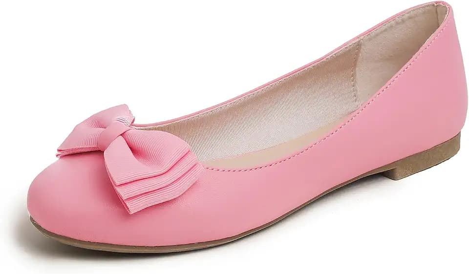 Feversole Women's Round Toe Cute Bow Trim Ballet Flats