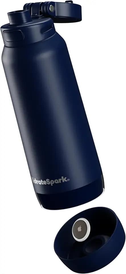 HidrateSpark 32oz Chug Water Bottle with Silicone Boot - Air Tag Compatible - Navy