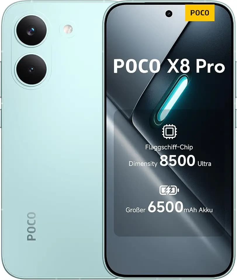 XIAOMI Poco X8 Pro Smartphone 8GB+512GB, Dimensity 8500-Ultra Prozessor, 6500mAh Akku, Ultra-helles AMOLED Display, 50MP Sony IMX882 Hauptkamera mit OIS, Grün, 3 Jahre Garantie