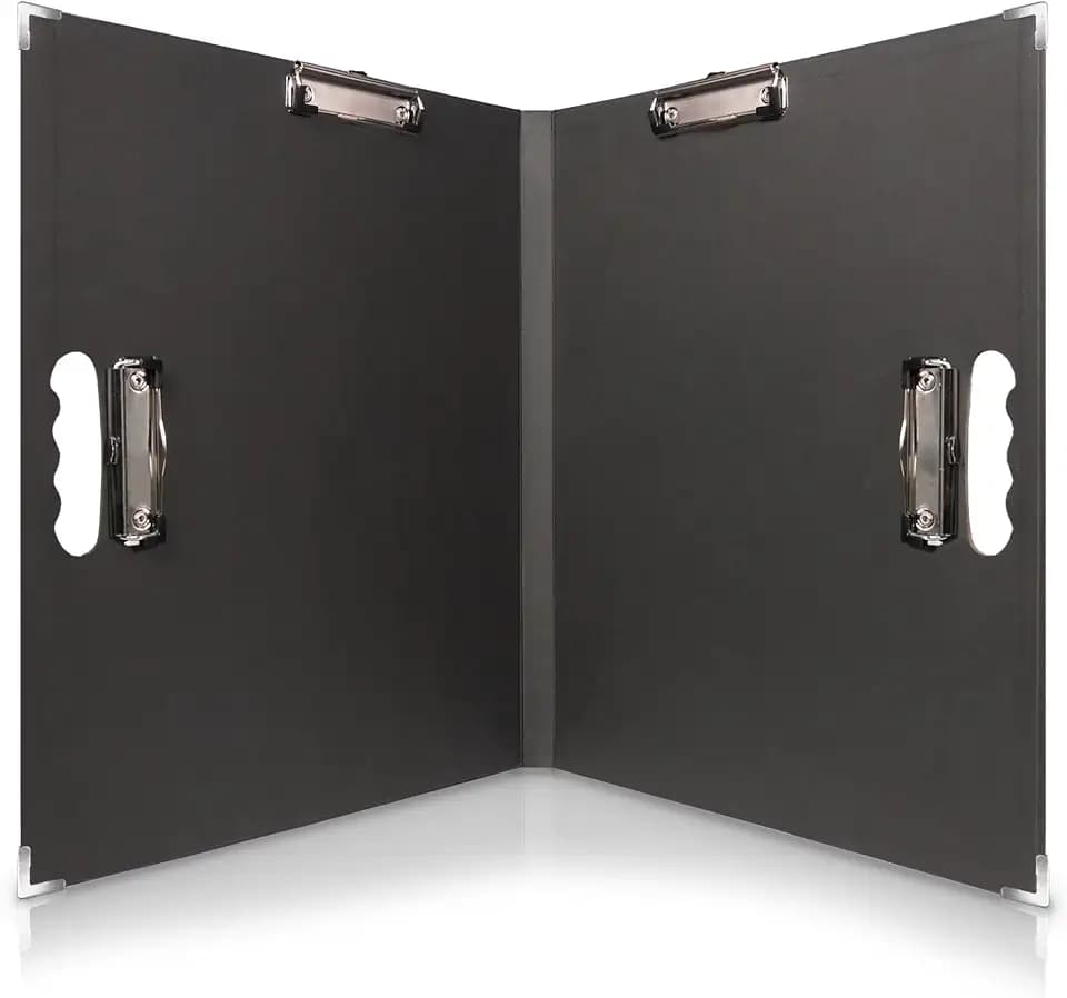 18x24 Clipboard - Foldable 18x24 File Folder & Drawing Board - Folds to 11x17 Clipboard, 4 Clips, Corner Protectors, Portable Art Portfolio, Architecture Folder, 11x17 Binder, Portfolio Binder (Black)