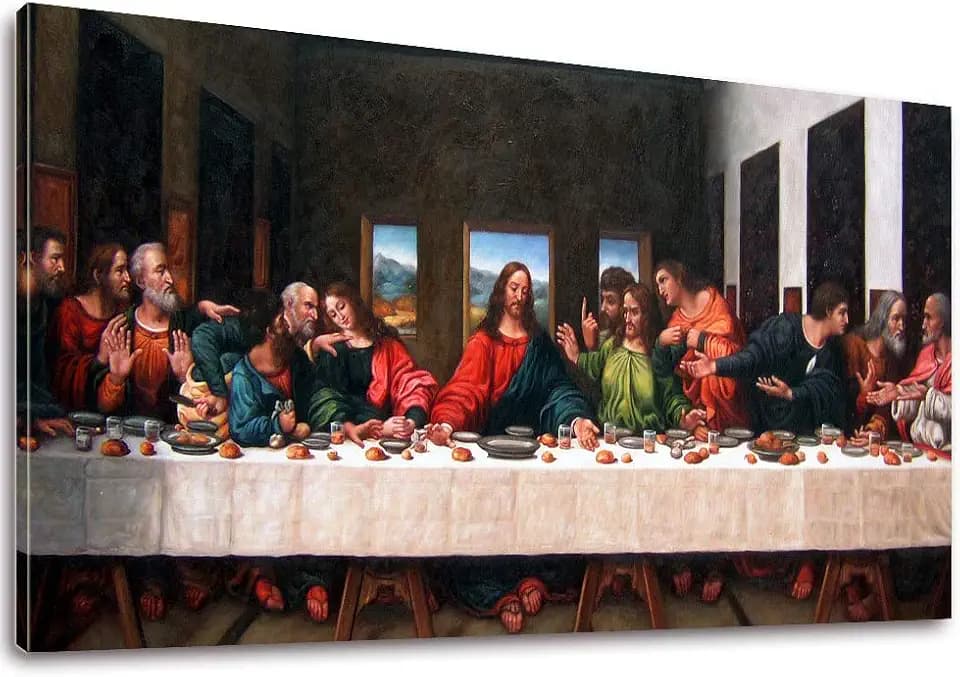 Vijf Arte Last Supper Canvas Wall Art 20x40 Framed by Leonardo da Vinci