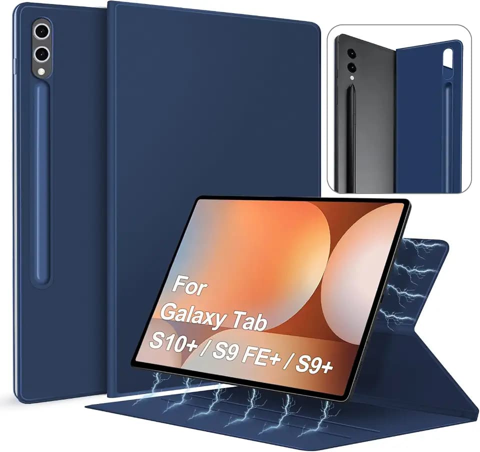 DAORANGE Magnetische Hülle für Samsung Galaxy Tab S10+ / S9 FE+ / S9+ 12,4 Zoll, Leichte Schlanke Hülle Mit Versteckter Stifthalter (Dunkelblau)