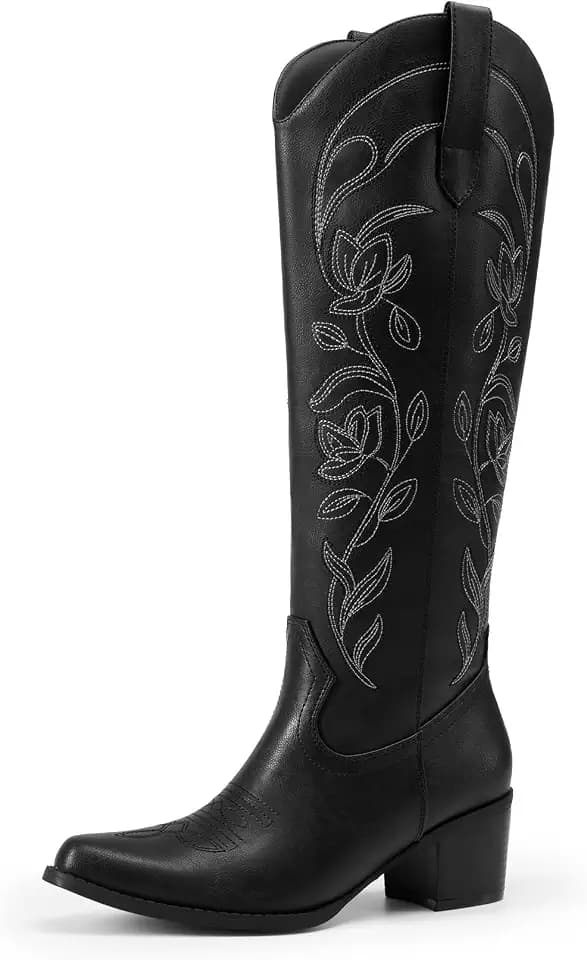 DREAM PAIRS Cowboy Cowgirl Knee High Boots for Women