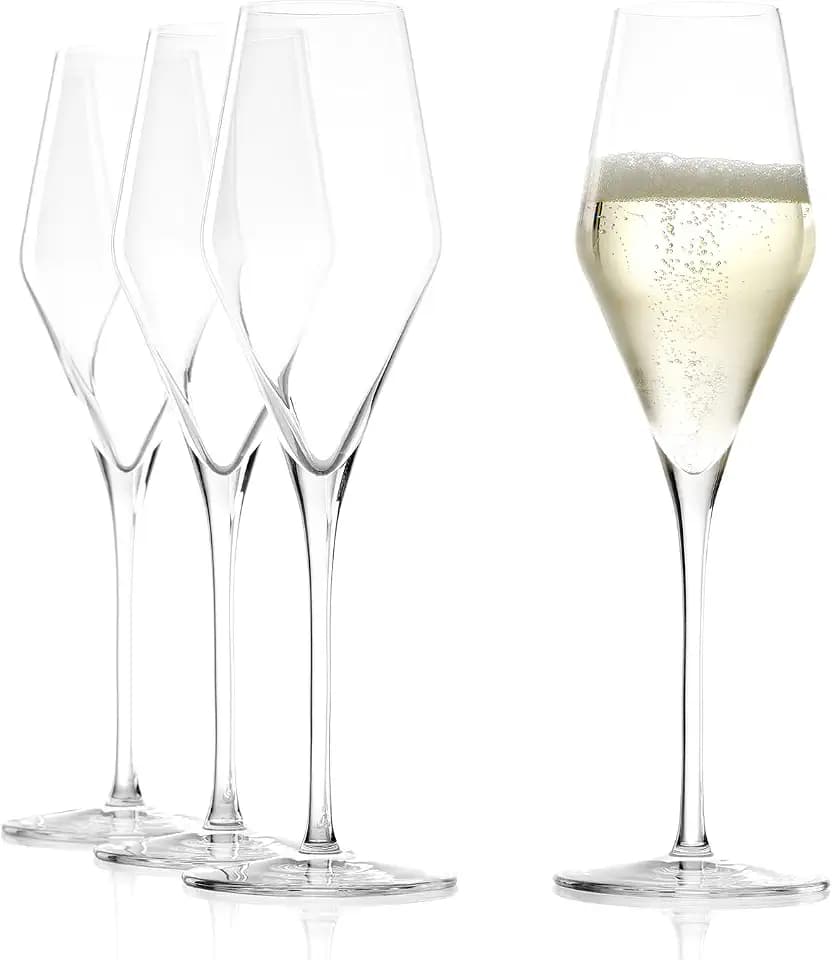 Stölzle Lausitz Quatrophil Champagne Glasses Crystal, 9 3/4 oz, Set of 4