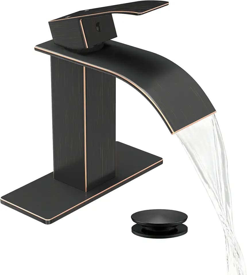 Fransiton Waterfall Single Handle Bathroom Sink Faucet Oil Rubbed Bronze