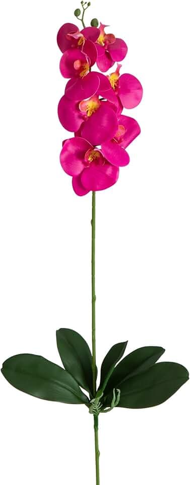 Nearly Natural 35-in Artificial Orchid Flower Stems, Set of 3 Long Stem Artificial Flowers for Home or Office Décor, Faux Orchid Flower Stems in Red for DIY Decoration