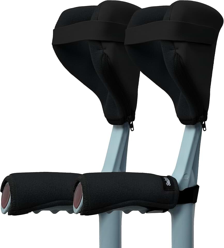 SPRING SEAON Krücken Griffpolster, Pads für Unterarmgehstützen, 4er-Set | Weiche Polsterung, Für Offene Manschetten, Rutschfeste Handgriff-Bezüge, Verstellbare Klettgurte, Atmungsaktiv und Waschbar