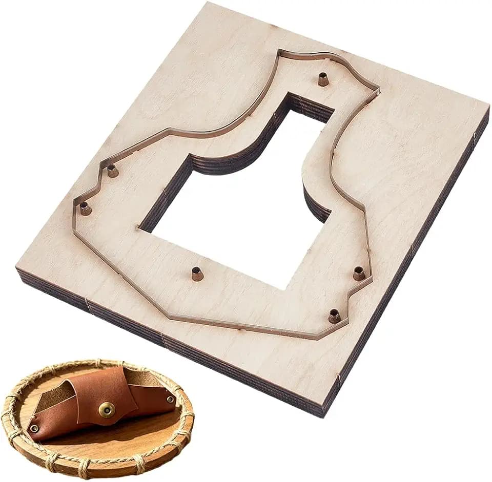 HOBBIESAY Leather Cutting Die Sunglasses Holder Die for Leather Cutting Eyeglass Case Holder Template Shape Cutter Punching Embossing Template Stamping Tool with Smooth Wooden Base for DIY Glasses Bag