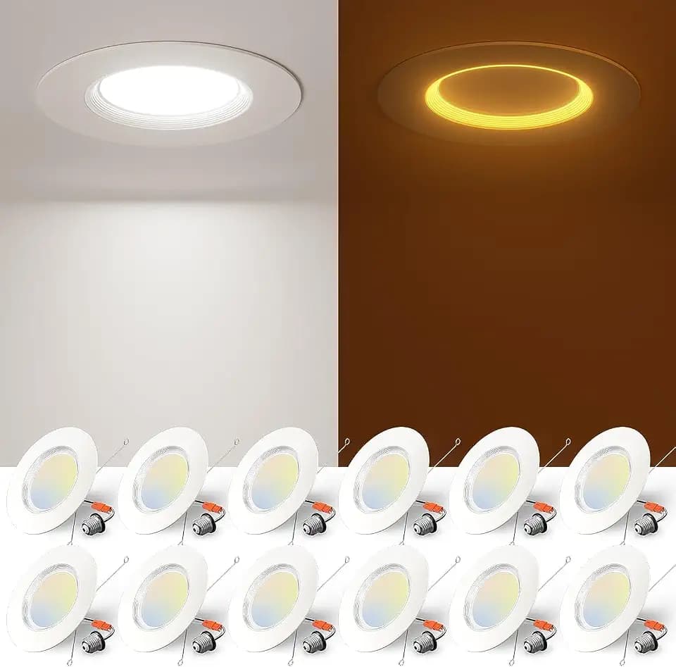 Amico 12 Pack 6 inch 5CCT LED Recessed Lighting with Night Light