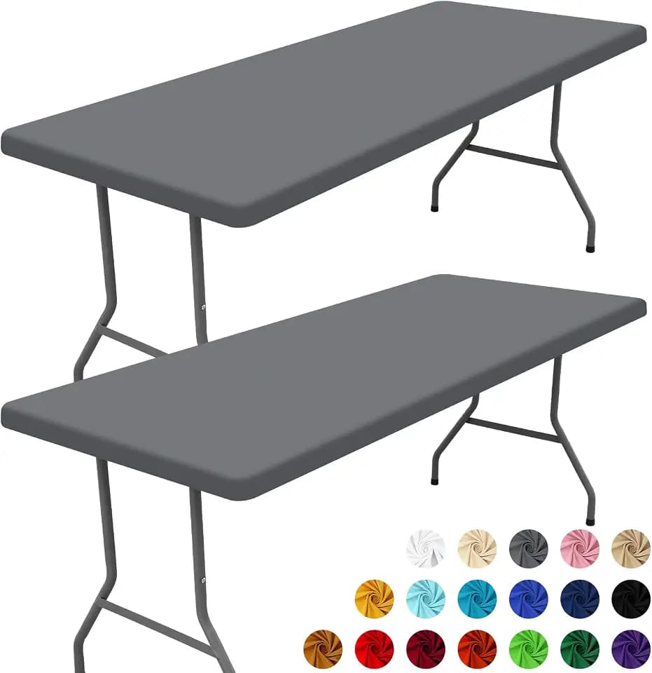 Moosfor 2 Pack Rectangle Spandex Fitted Table Cloth, 6FT Elastic Tablecloth