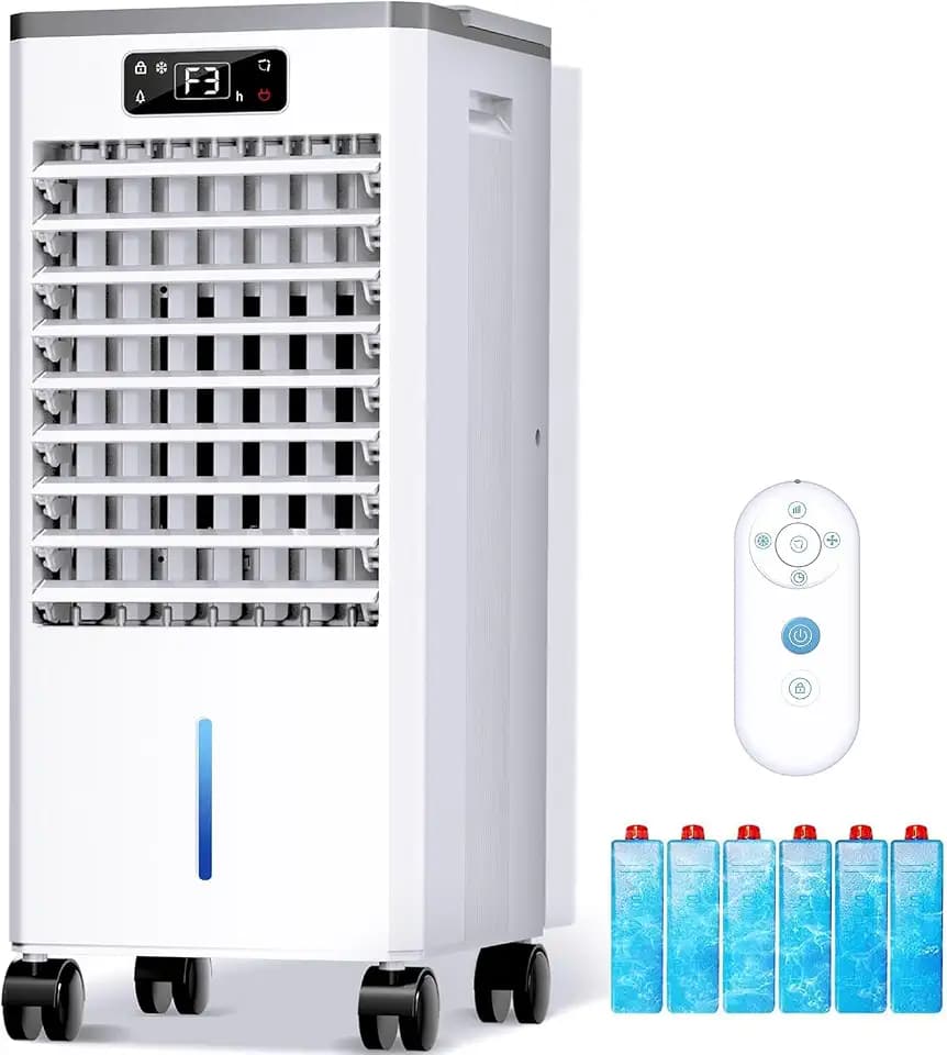 Windowless Portable Air Conditioners Fan, Evaporative Air Cooler 3 Modes & 3 Speeds, 2-Gal Tank for 20H Cooling,12H Timer for Smart Auto-off, 16FT Remote,No Hose Needed,38db Swamp Cooler FK2306Y