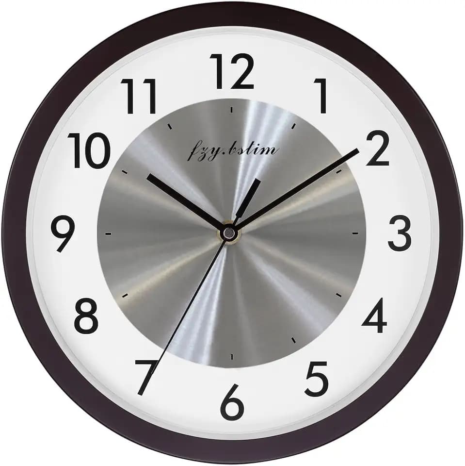 Non Ticking Silent Wall Clock Decorative,Analog Metal Wall Clock Battery Operated,Bedroom/Living Room/Office/Kitchen Clock,Sliver,12 inch