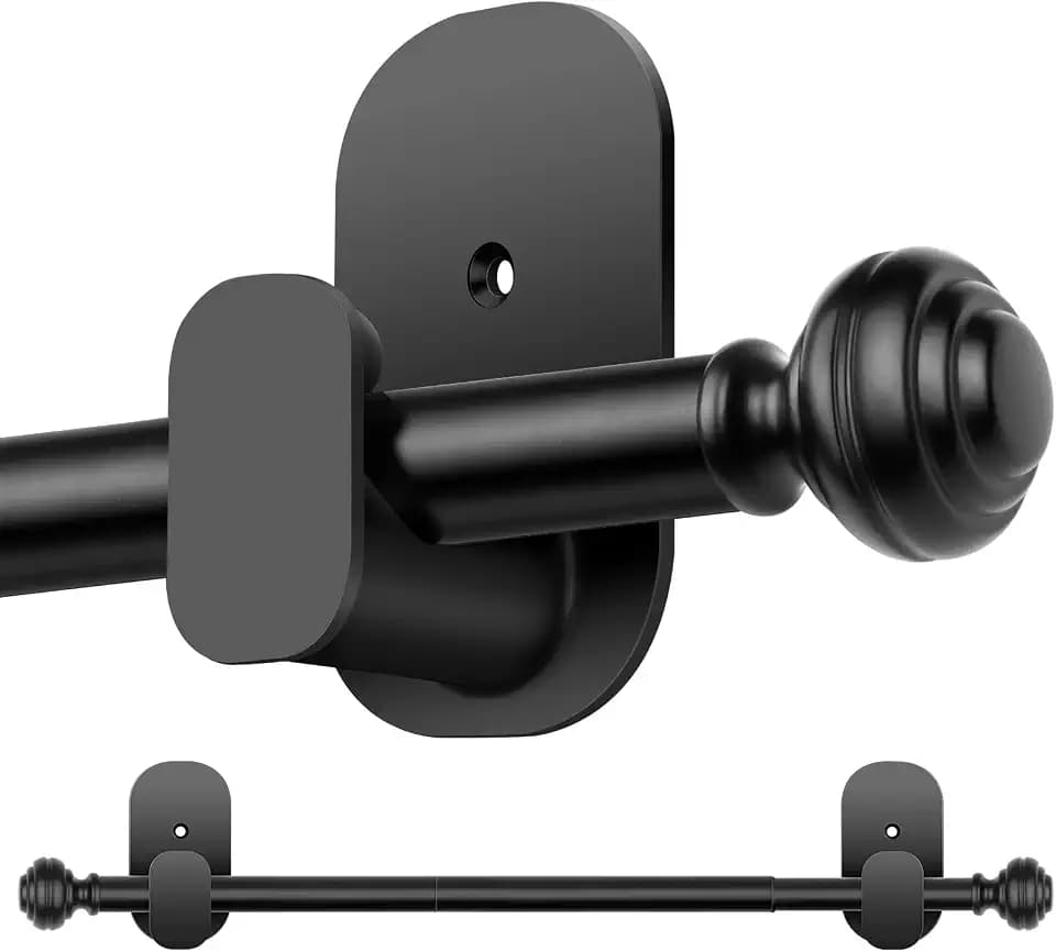 KAMANINA Curtain Rods No Drilling for Windows 32 to 86 Inches, Black