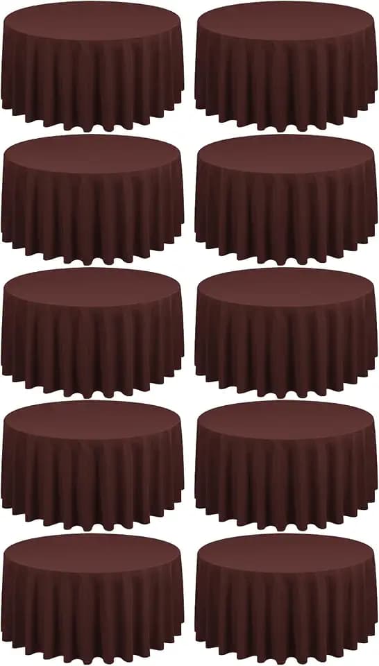 10 Packs 90 Inch Brown Round Polyester Tablecloths