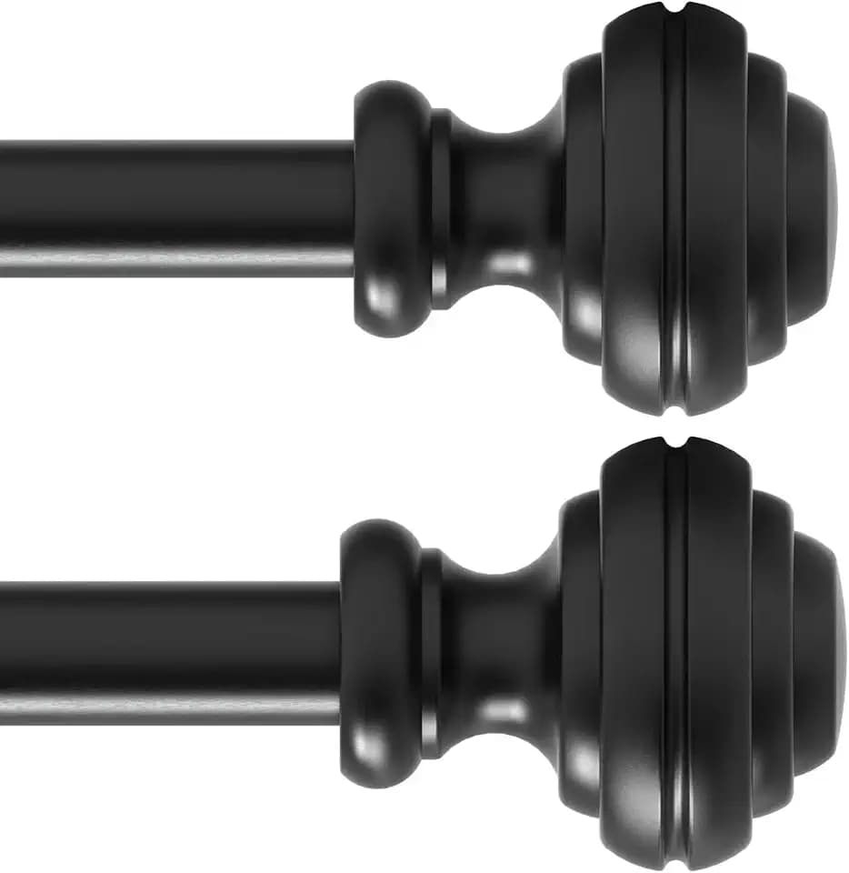 Curtain Rods for Windows 48-84 inch,3/4 inch Heavy Duty Adjustable Decorative Curtain Rod with Modern Finials,2 Pack Window Rods for Bedroom, Living Room,Patio and Kitchen