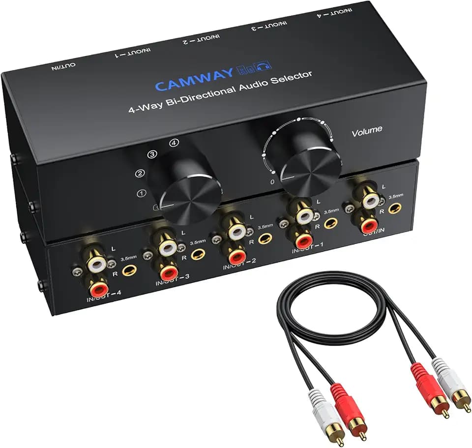 CAMWAY 4(1) In-1(4) Out RCA L/R + 3,5mm Stereo Audio Switch