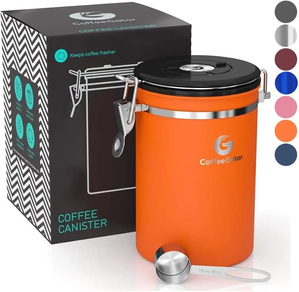 Coffee Gator Coffee Canister, 22oz Airtight Stainless Steel Container