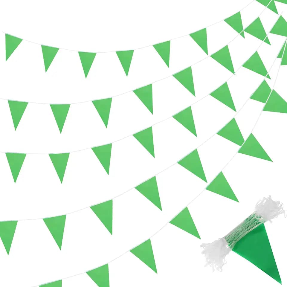 Preboun 400 ft Pennant Banner Flags 240 String Hanging, Green