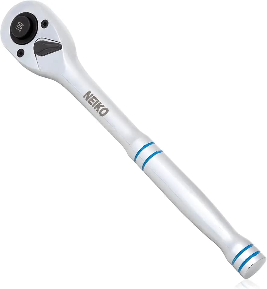 Neiko 03117A 1/2 Inch Ratchet Wrench, 100-Tooth Reversible Ratchet, 3.6 Degree, Quick Release 1/2 Drive Ratchet, 10" Long Handle Ratchet, Oval Head Socket Wrench, CR-V Steel Half Inch Rachet Wrench