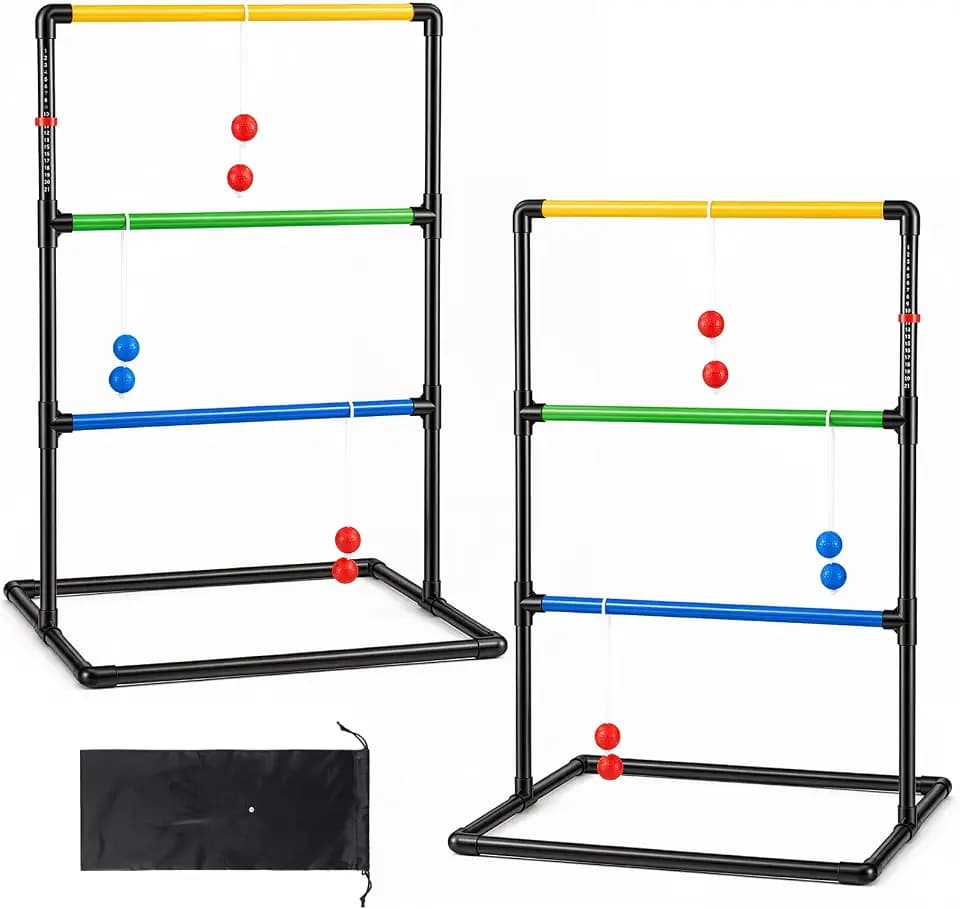 NEWBULIG Ladder Toss Game, Ladderball Golf Set with Tossing Balls, Ladder Ball Games for Outdoor Lawn, Yard for Family, Adults & Kids, Complete with 6 Bolas, Score Trackers & Carry Bag