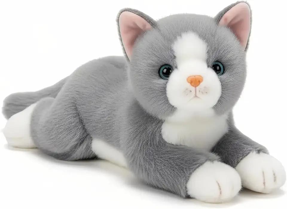 18 Inch Cat Stuffed Animals,Realistic Plush Throw Pillow,Soft Kawaii Kitty Plush Toy Gift for Kids Boys Girls (Gray)