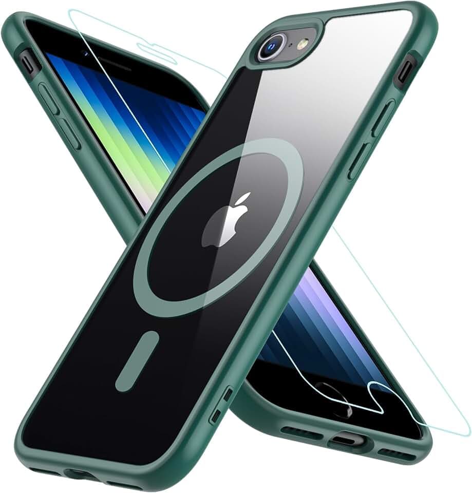 Hensinple for iPhone SE Case 2022/3rd/2020/2nd Gen Magnetic,Green