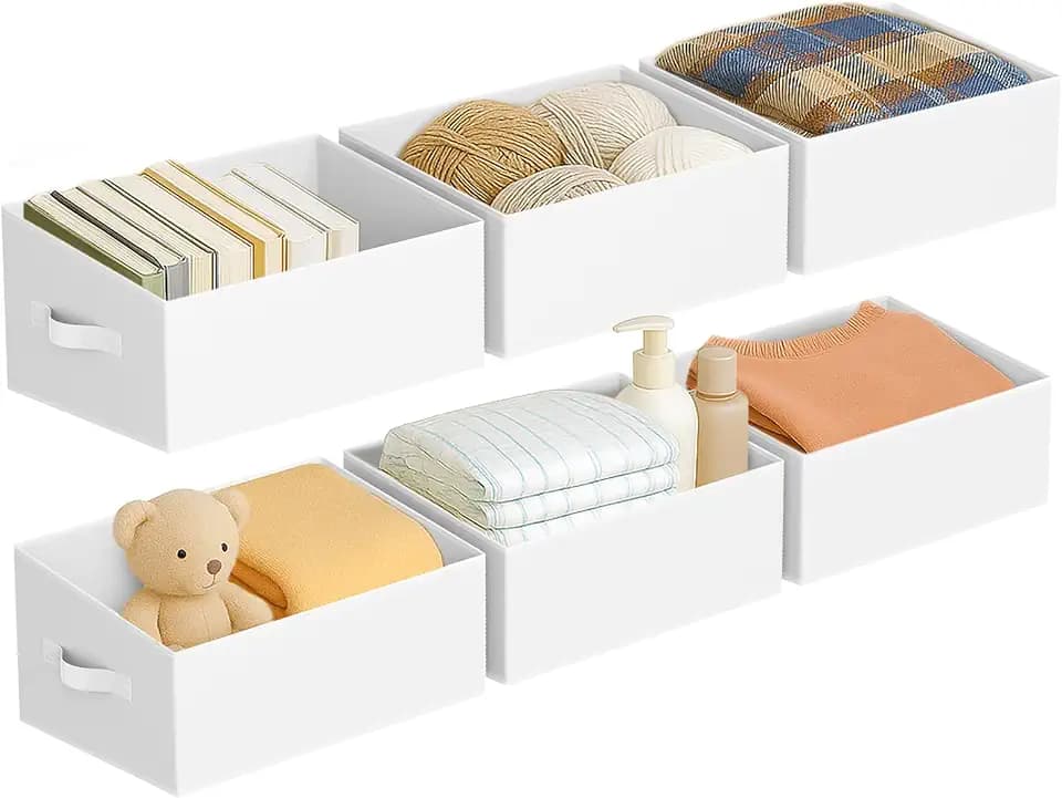 DIMJ Closet Storage Bins 6 Pack - Fabric Storage Baskets for Shelves, Large Clothes Organizers with Handles, Trapezoid Shelf Organization Storage Cubes for Purse, Toys, Books, Towel, Clothes