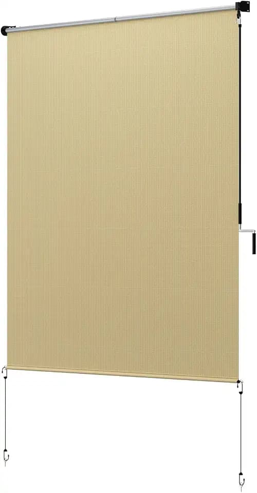 72" W x 72" L Cordless Exterior Roller Shades for Patio - 90% UV Blocking Windproof Outdoor Blinds, Fit Pergola/Gazebo/Balcony, Thermal Insulation & Energy Saving Design, Beige