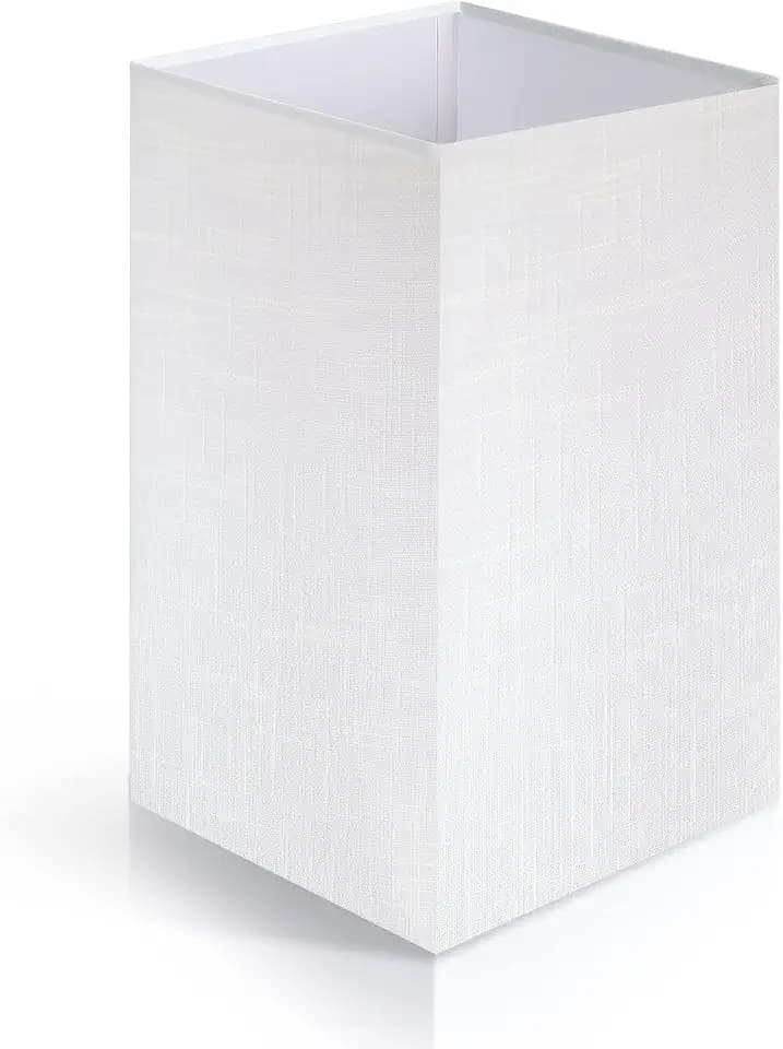 OUTON White Linen Texture Lamp Shade 14.25 x 8.5 x 8.5 inch for Shelf Floor Lamp