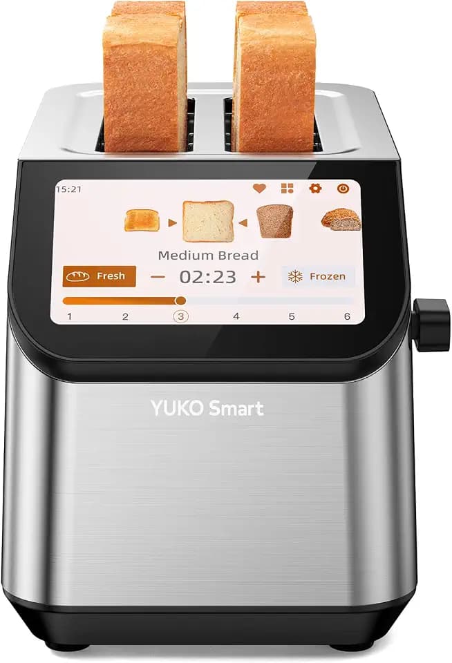 Smart Toaster 2 Slice Wide Slot with Touchscreen, Stainless Steel