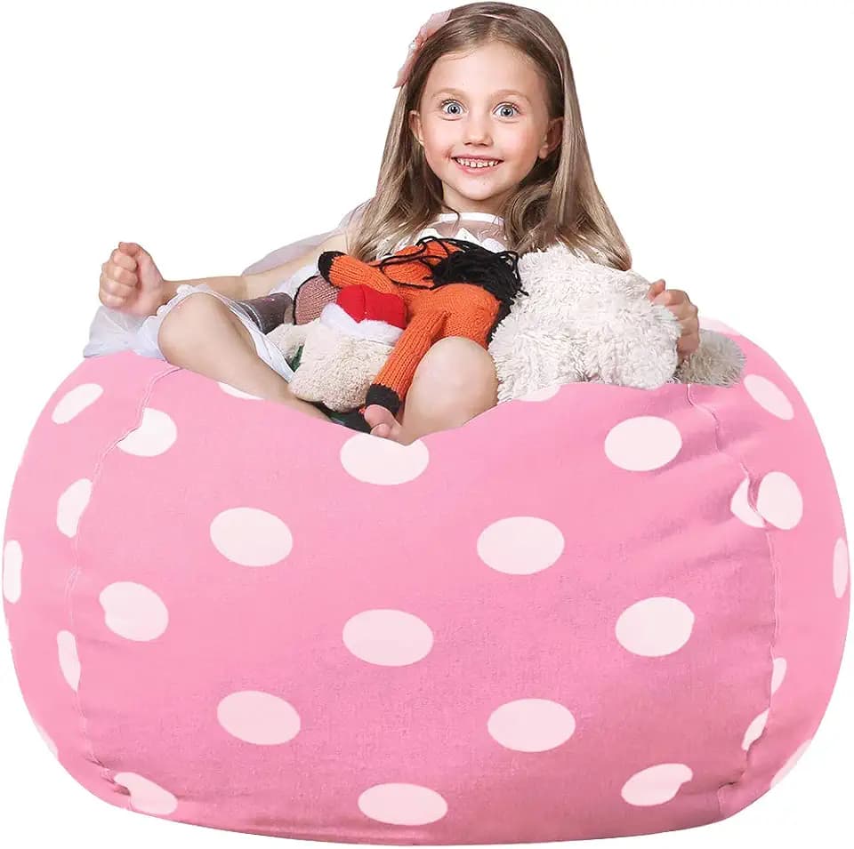 WEKAPO Stuffed Animal Storage Bean Bag Chair Cover for Kids