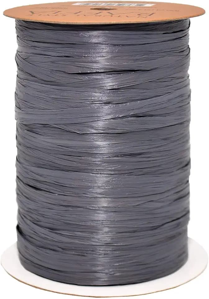 Morex Ribbon 100% Rayon Matte Raffia Biodegradable Ribbon, Charcoal, 1/4" x 100 Yd
