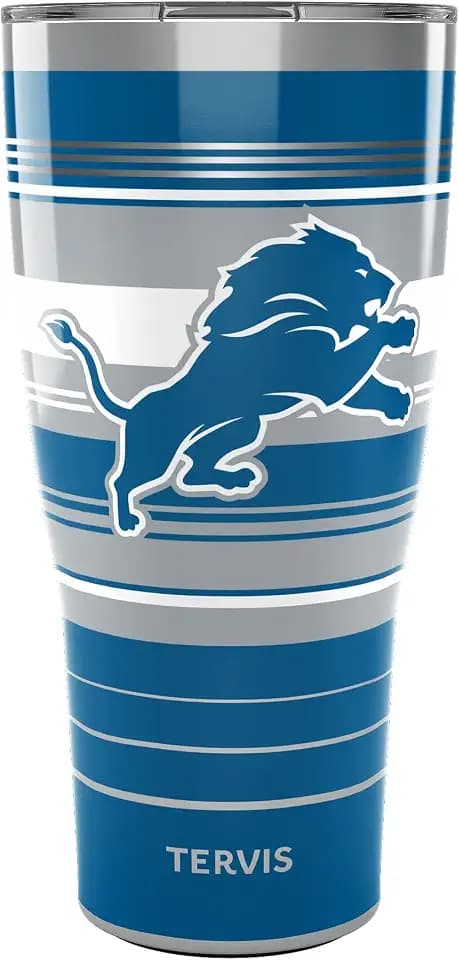 Tervis Traveler NFL Detroit Lions - Hype Stripes Triple Insulated Tumbler Travel Cup Keeps Drinks Cold & Hot, 30oz, Stainless Steel