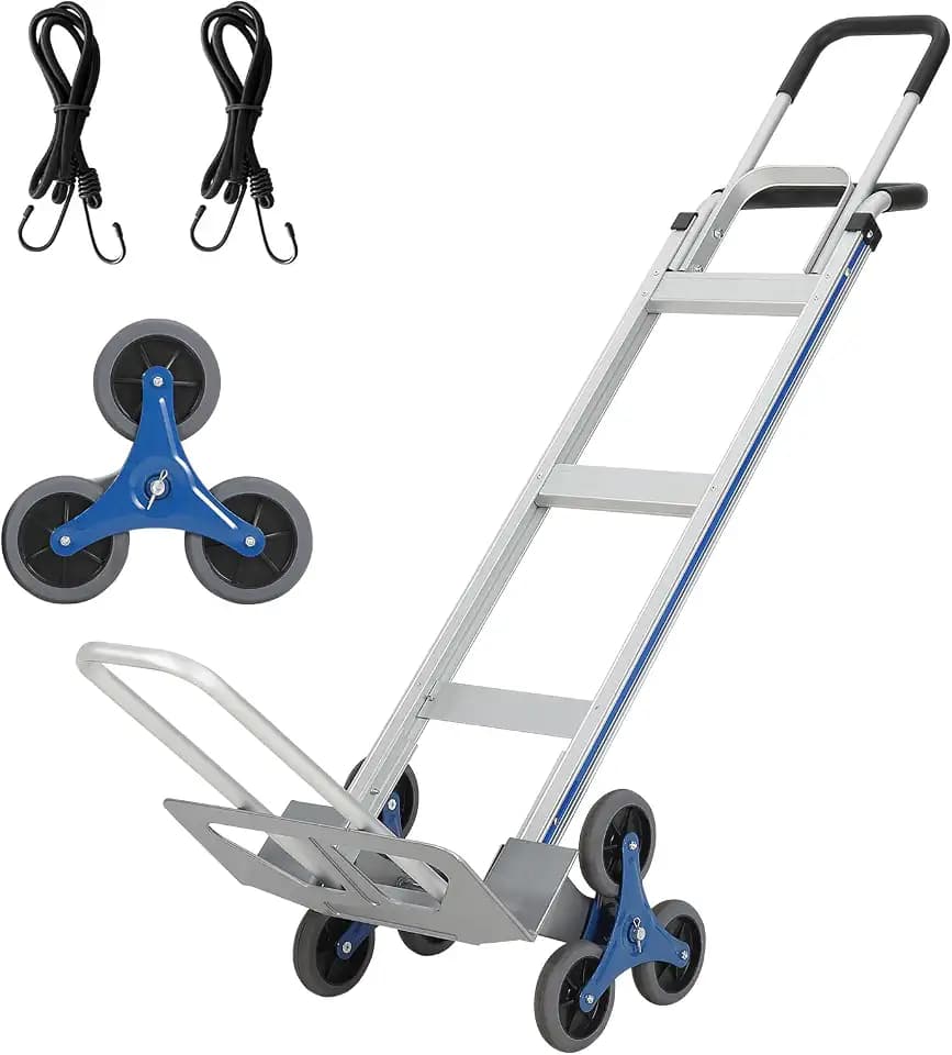 Aluminum Stair Climbing Cart,600 LBS with Extendable Base Plate,