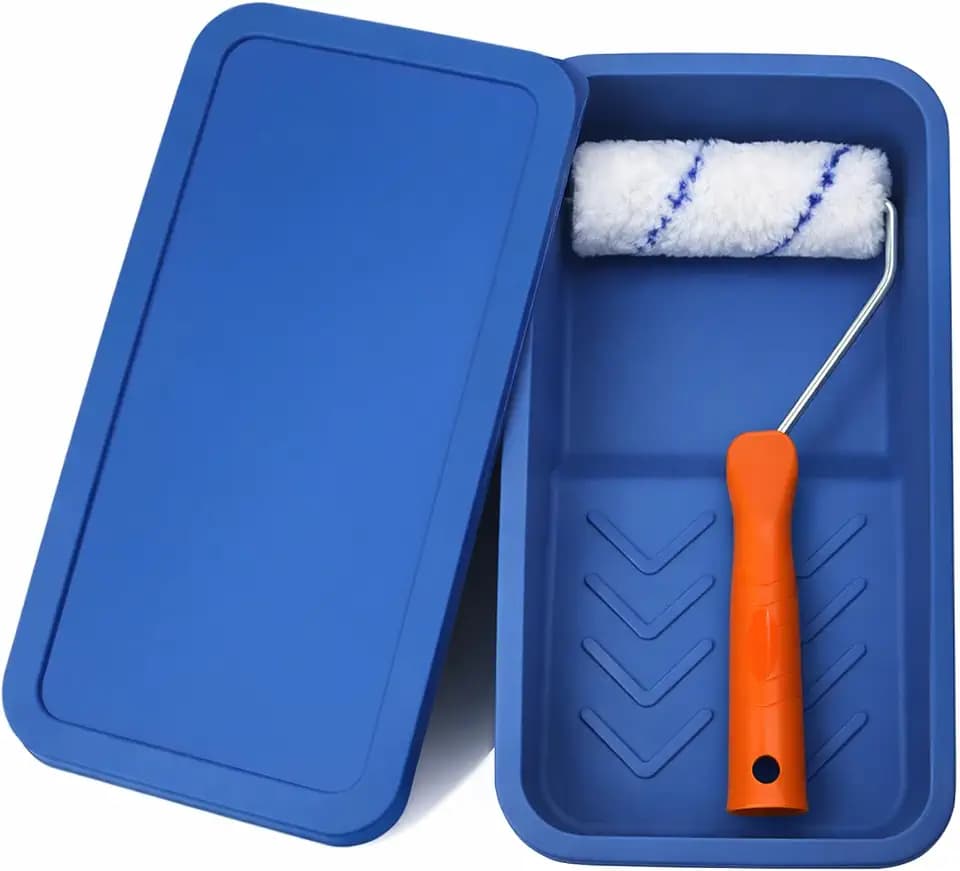 4 Inch Silicone Paint Tray with Lid, Reusable Small Paint Roller Tray Set, Peel-to-Clean, Durable