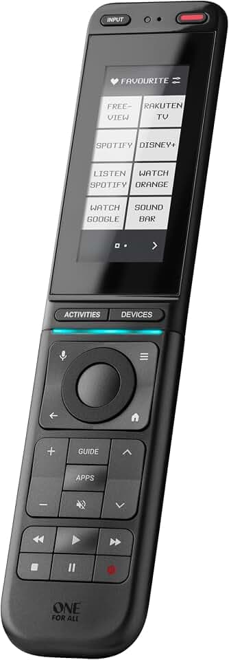 One For All URC7985 Smart Control Pro Universalfernbedienung – Touchscreen, App-Steuerung, Infrarot & Bluetooth, Anpassbare Aktivitäten & Bildschirme, Hintergrundbeleuchtete Tasten, Anthrazit Schwarz