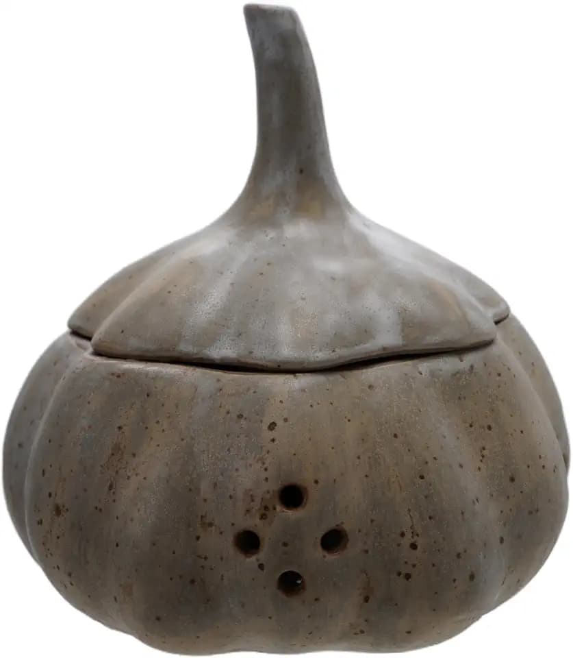 Creative Co-Op Stoneware Garlic Shaped Garlic/Onion Keeper, Matte White