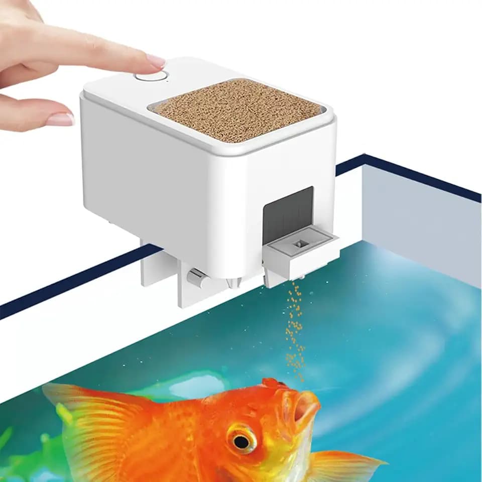 Automatischer Fischfutterspender, WLAN, für Aquarien, Futterspender, Timing, Futtervolumen, kann per Handy App Fernbedienung eingestellt Werden, mit 100 ml versiegeltem Fischfutterfach