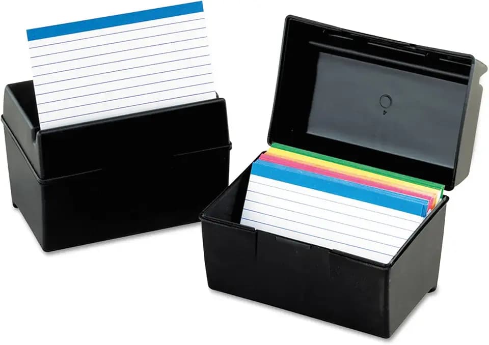 Oxford Plastic Index Card Box, 4 x 6 Inches, 400 Card Capacity, Black (01461)