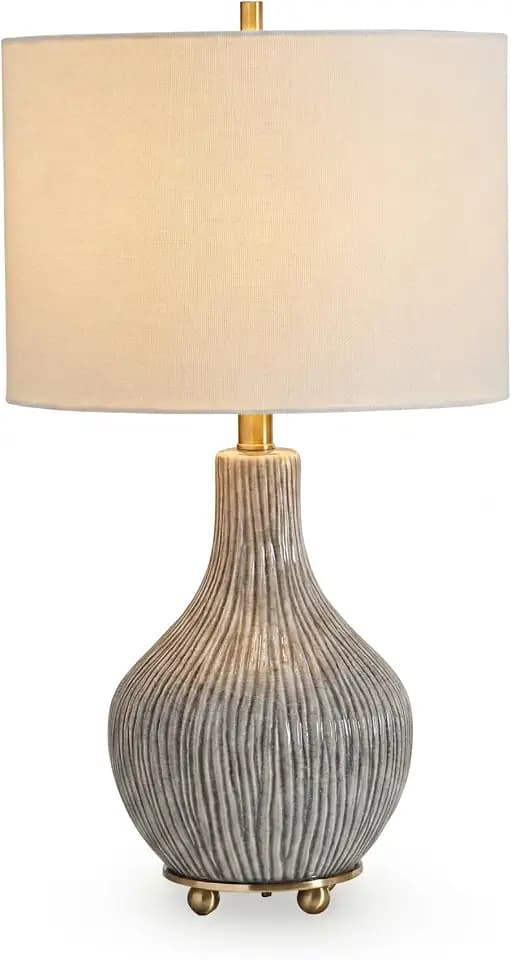 Signature Design by Ashley Table Lamp, 25 in Gourd, 3-Way Switch, Gray