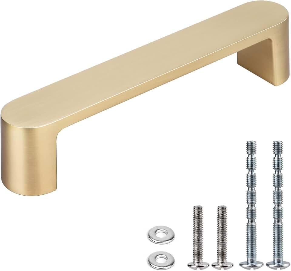 WEAVERBIRD 96mm Gold Schranktürgriff 3-3/4" Zinklegierung Möbelgriff Schubladentürgriff, 4 Stück Möbel Schrankbeschläge Schrank Griffe