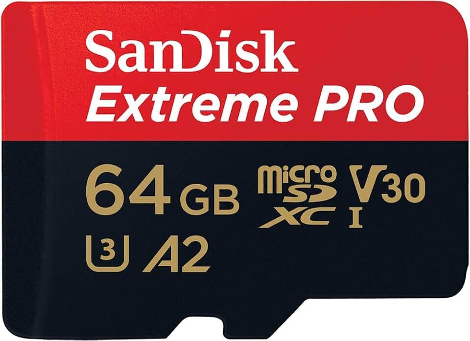 SanDisk 64 GB Extreme PRO microSDXC-Karte + SD-Adapter + RescuePRO Deluxe, bis zu 200 MB/s, mit A2 App Performance, UHS-I, Class 10, U3, V30