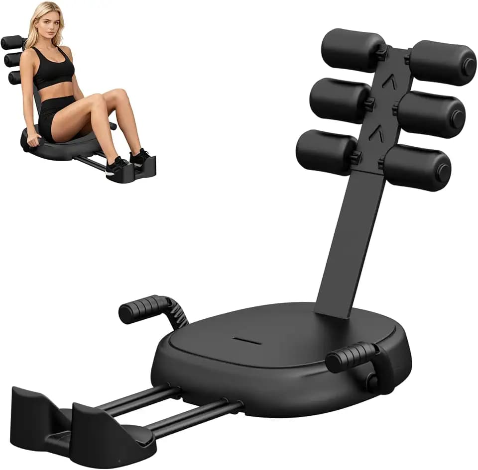 Ab Machine with Auto Rebound, Ab Workout Equipment with 3 Adjustable Resistance, Flodable Sit Up Exercise Foam Roller & Handle, Ab Crunch Machine with 330 Lbs Weight Capacity, for Home, Office, Core Strength, Stomach Workout (Black)