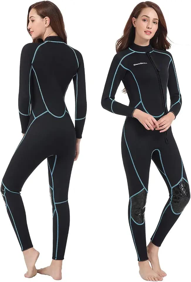 Seaskin Mens 3mm Shorty Wetsuit Womens, Full Body Diving Suit Front Zip