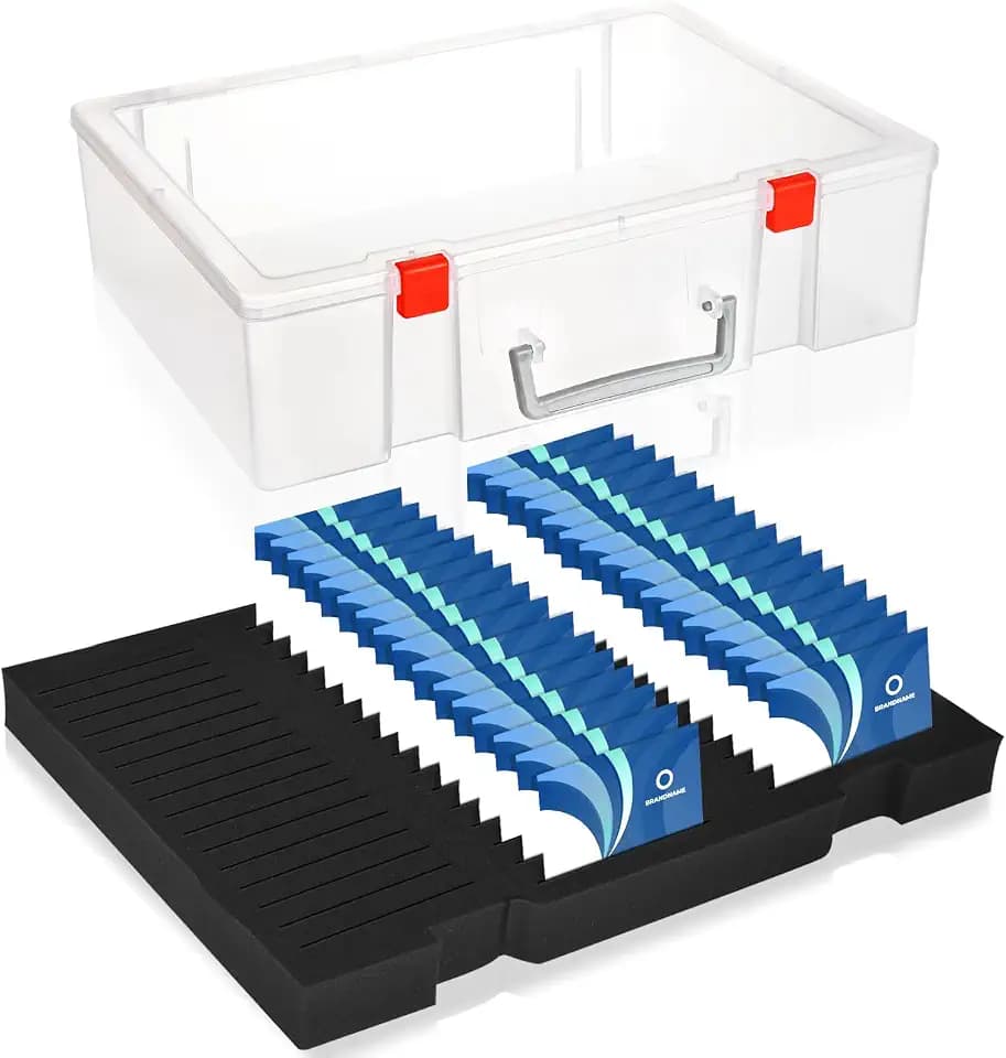 Foam Name Badge Holder with case (Holds 48 Badges) Foam Name Badge Holder Tray ID Badge Tray Organizer Clear Name Tag Holders for Desk Office School