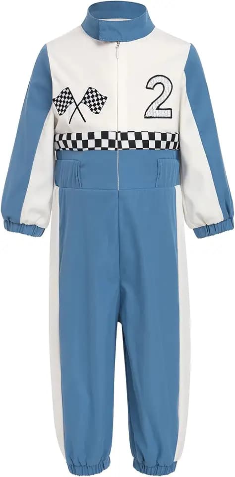 IWEMEK Baby Boy Race Car Driver Outfit 1st 2nd Birthday Cake Smash Party Toddler Girls Racer Romper Jumpsuit Kids Racing Suit