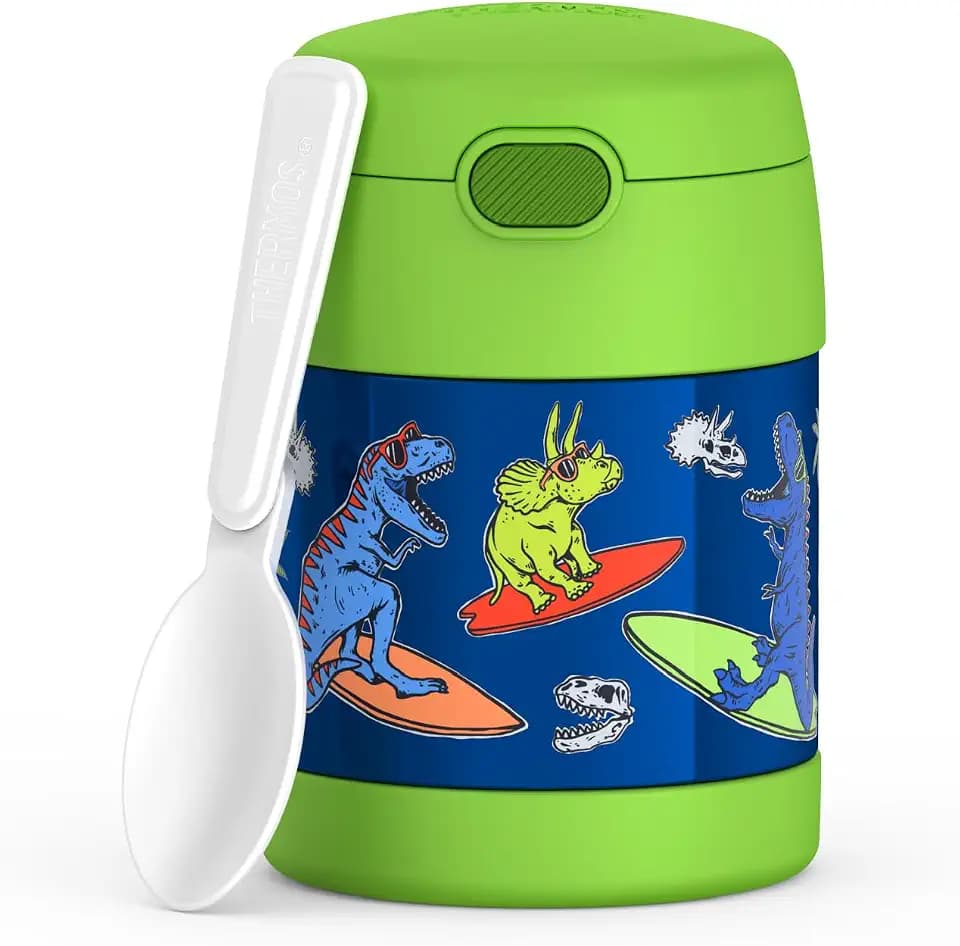 THERMOS FUNTAINER Kids Food Jar with Spoon, 10oz, Daring Dinos