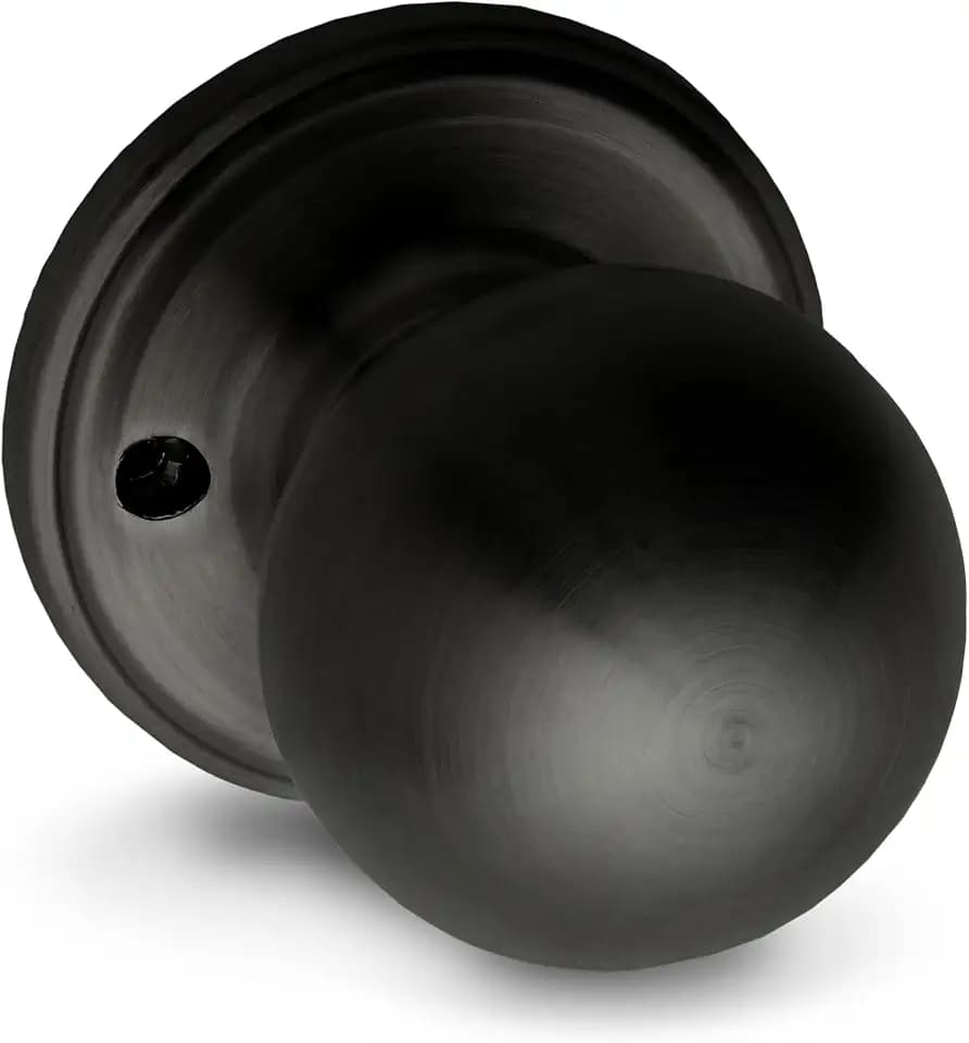Copper Creek Dummy Interior Door Knob – ANSI Grade-3 Certified, Modern Heavy Duty Handle, Easy Install and Reversible for French Doors & Closets, Non Turning – Matte Black (1 Pack)