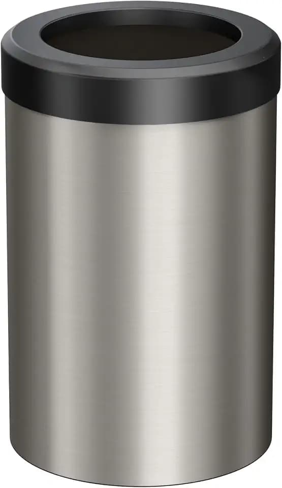 Gatco Small Bathroom Trash Can with Lid, Round 3 Gallon Stainless Steel Wastebasket, Under Sink, Satin Nickel and Matte Black, for Bathroom, Bedroom, Office (1911MX)