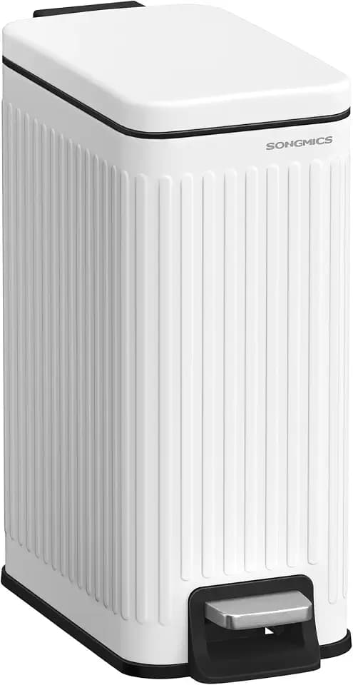 SONGMICS Bathroom Trash Can, 1.6 Gallon Stainless Steel Trash Bin with Lid